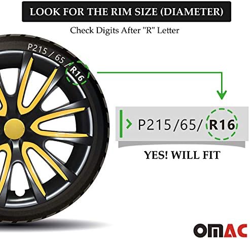 OMAC 16 -inčni hubcaps za Chevrolet Express crno -žuto 4 kom. Poklopac naplataka na kotači
