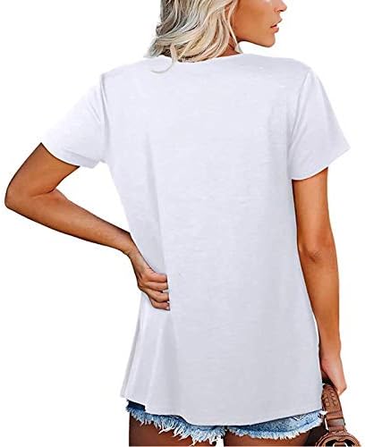 Ženska ležerna košulja od izreza za labavu boju protočna vintage ženska čvrsta izlaska gornje t kratke rukave bluze