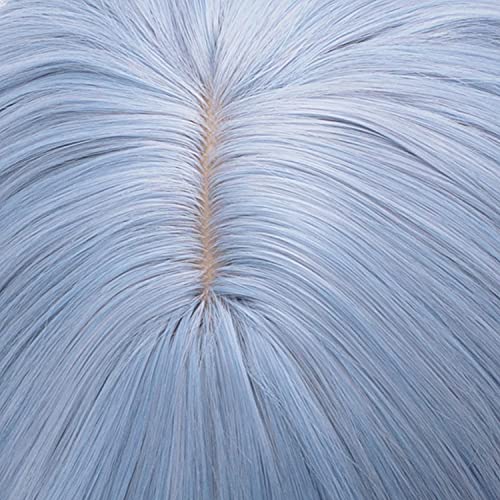 Duga plava perika Ženska duga valovita pelukas pahuljasta kovrčava ženska sintetička vlakna realistične smiješne šiške svijetloplava