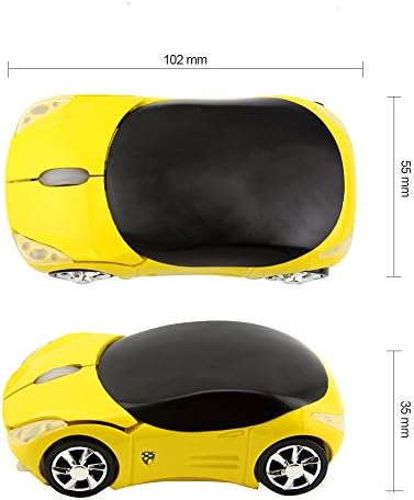 Šareni 3-inčni miš u obliku sportskog automobila bežični miš 2,4 GHz 1600 dpi s 3 gumba Optički ergonomski igraći miševi s prijemnikom