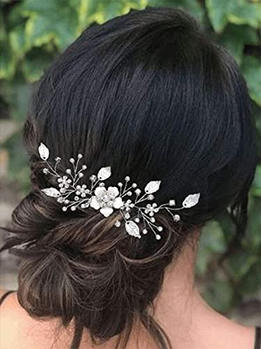 Mladenkin cvijet češalj za kosu srebrni list vjenčana kopča za kosu od rhinestona pribor za kosu za žene i djevojke