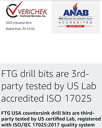 FTG USA COUNTERSINK BIT BIT 6 PC 6 sa 6 spremnika za drva za bušilicu za bušenje bita Pro Pack Countersink Set, konusni protivnički