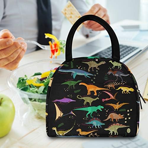 Izolirana torba za ručak za žene-Dinosauri Slatke Velike Nepropusne torbe za ručak s naramenicama za posao i putovanja
