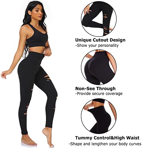 Nova mlada 3 pakiranja razbacana gamaše za žene visoki struk za kontrolu trbuha joge hlače izrez za vježbanje gamaša