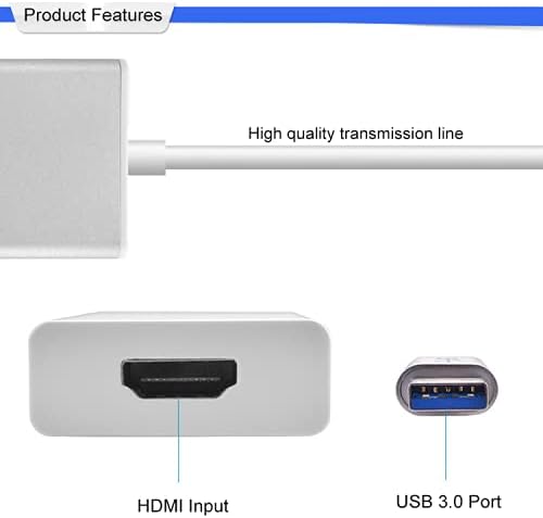 Sengkob USB to HDMI adapter, USB 3.0/2.0 do HDMI 1080P Video grafički kabelski pretvarač s zvukom za PC Projektor prijenosnog računala