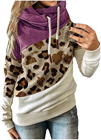 IcoDod plus size ženske kapuljače kapuljača kapuljača dukserica casual leopard print nadilazi vrhove SPICE SPICE dugih rukava