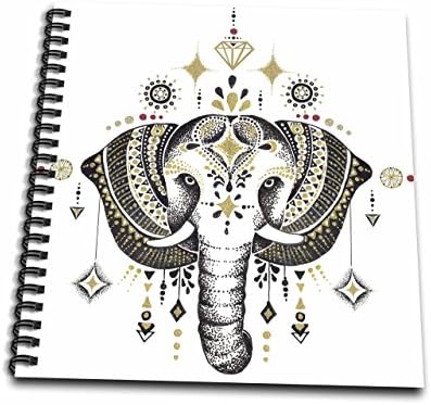 3D ruža ukrašen boho lijepi slon i dragulji ilustracija mini bilježnica