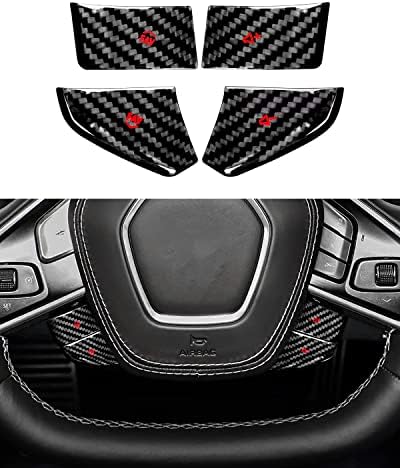 Karltys kompatibilan s poklopcem gumba za glasnoću volana Chevrolet Corvette C8 2020-2023 Pravi se naljepnica za upravljač od karbonskih