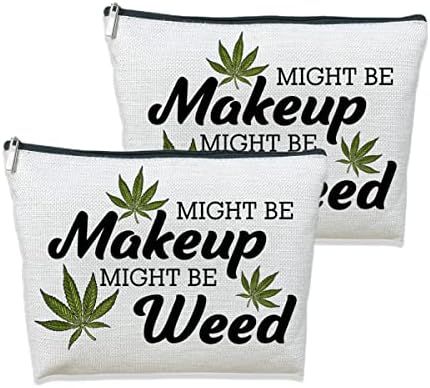 Kozmetička torbica za marihuanu za žene - može biti kozmetika, može biti korov - putna torba s patentnim zatvaračem s lišćem korova