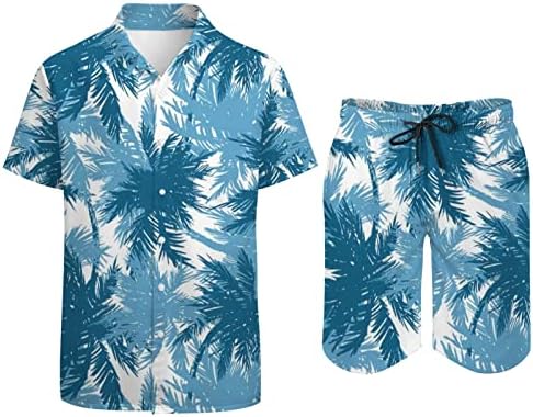 Muški kratki rukavi košulja i kratke hlače se postavlja tropska 2pc set gumba dolje košulje i kratke hlače