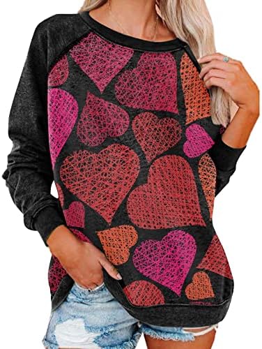 Valentinovi poklon košulja s dugim rukavima za žene raglan cvjetni tiskani košulje s jednim ramenom Top Twishirts