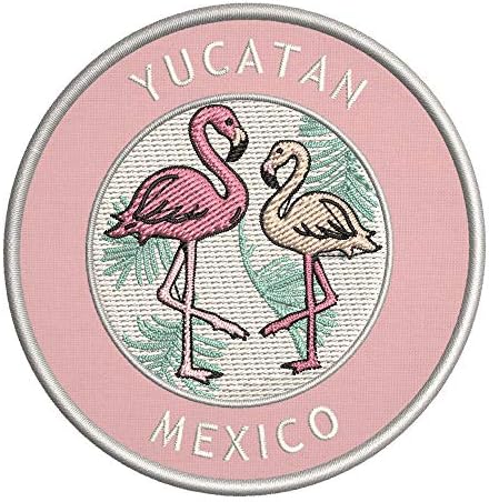 Yucatan, Meksiko dva flamingos vezena vrhunska patch diy željezo ili šivaći ukrasna značka amblem odmor za odmor suvenir za putničke