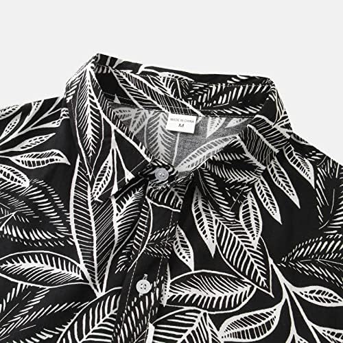 Lanena košulja muška Havajska majica za odmor s printom majica kratkih rukava s reverom majice kratkih rukava