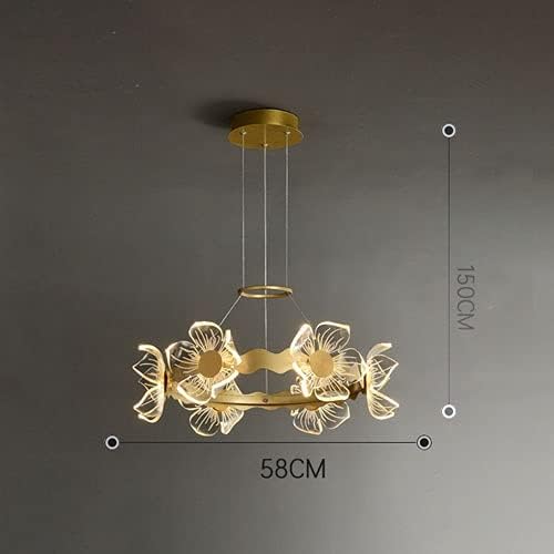 Zlatni metalni privjesak svjetlost Svjetla za viseće svjetiljke, cvjetni oblik akrilne lampice Nordic 35W luster, blagovaonica dnevna