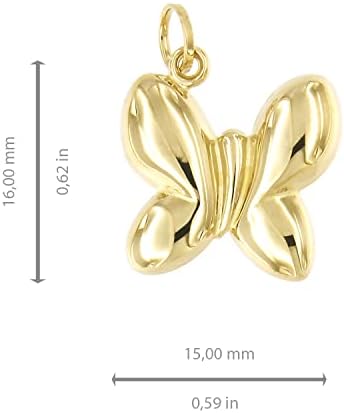 Lucchetta-privjesak od leptira od žutog zlata 14k, 0, 62 90, 59 inča, bez lanca, 14k privjesci za narukvice, ogrlice, za žene i djevojke,