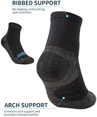 Akaso Quarter Athletic Running CoolMax čarape, anti-od vlage za vlagu anti-blistavi bešavne čarape za muškarce i žene, 2 paket