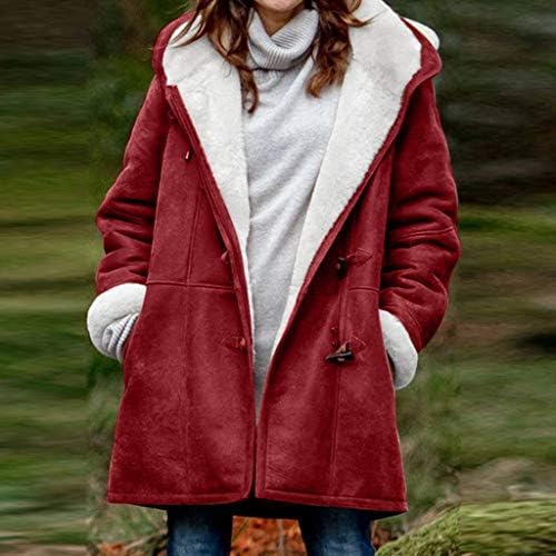 Zimska odjeća za žene 2022 Veličina plus rog kaputa plus dugačka čvrsta kopča s koprivama džep Žene Zimske kapute
