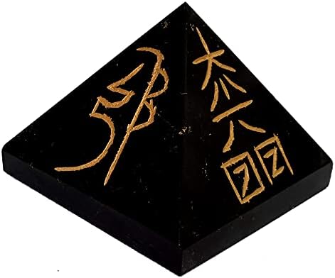Purpledip crna turmalina piramida s reiki simbolima: sretno iscjeliteljski šarm, božanski duhovni kristalni kamen