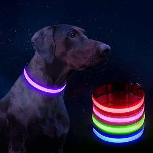 LED Ogrlica za pse za pse, Podesiva Svjetleća Ogrlica za pse, vodootporna, punjiva kroz pse za pse, 5 boja i 3 veličine za male