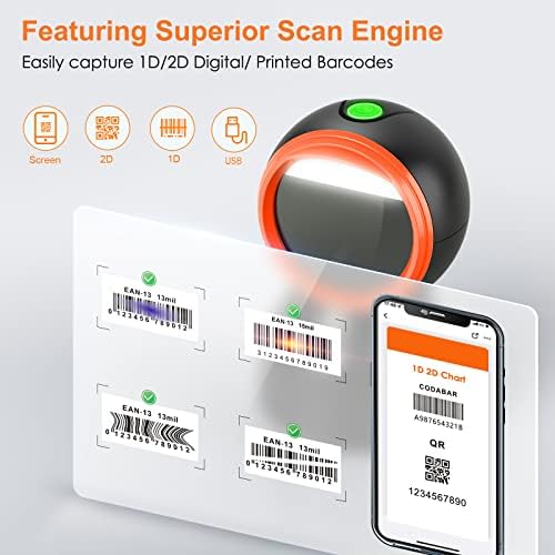 KEDIDA MINI prijenosni bar skener, 2D skener platforme za skener barkoda za radne površine za PoS PC Supermarket knjižara Maloprodajna