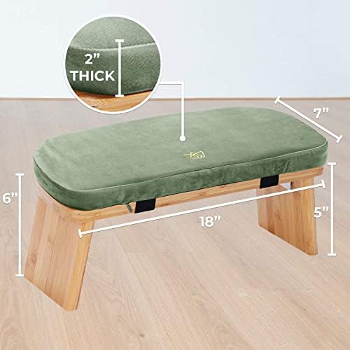 Florensi Zabuton Meditation Mat & Meditation Bench snop - Premium baršunasti podni jastuk s bambusovim preklopljivim meditacijskim