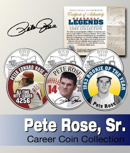 Legenda za bejzbol Pete Rose Us državna četvrtina obojena 3-kona Setlicens