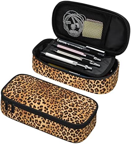 PauseBoll Leopard Print olovka za djevojčice i djecu Slatka torbica za olovke Velika vreća s dvostrukim zatvaračem, prijenosna vreća