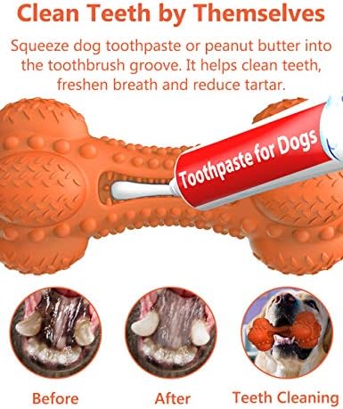 Igračka za žvakanje za agresivne pse velikih pasmina, tvrda neuništiva gumena kost s četkicom za zube za čišćenje zuba velikih pasa