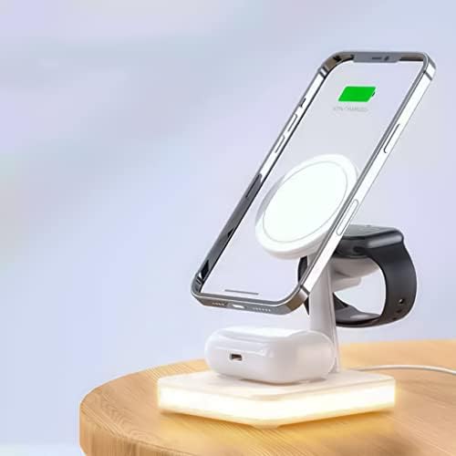 Theurbangeek Magnetic 4 -u -1 bežična stanica za punjenje - Brzo punjenje s LED noćnom svjetiljkom - kompatibilno s iPhoneom, IWatch,