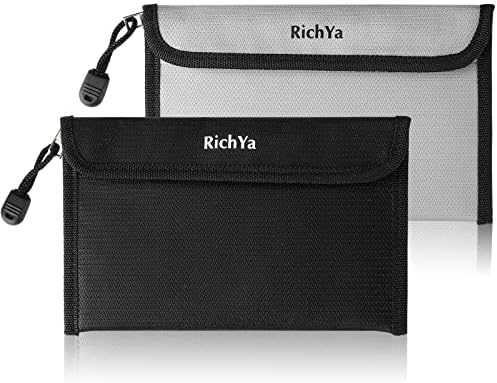 RichYa 2-pakiranje vatrostalne torbe za novac munje, vodootporan vatrootporni omotnica za novac, putovnicu, nakit, ključeve ili druge