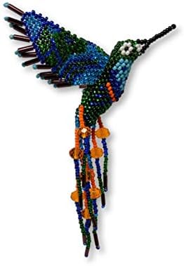 Hummingbird, ukrasna figurica s perlama, čari sreće, ukrasni, plavi, narančasti i zeleni ukrasi božićnog drvca, odmor za odmor, ručno