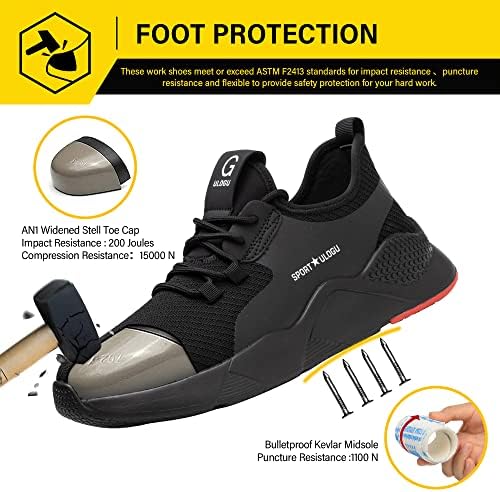 ULOGU vodootporne cipele od čeličnih nožnih prstiju za muškarce žene lagane otporne na klizanje udobne sigurnosne tenisice konstrukcije