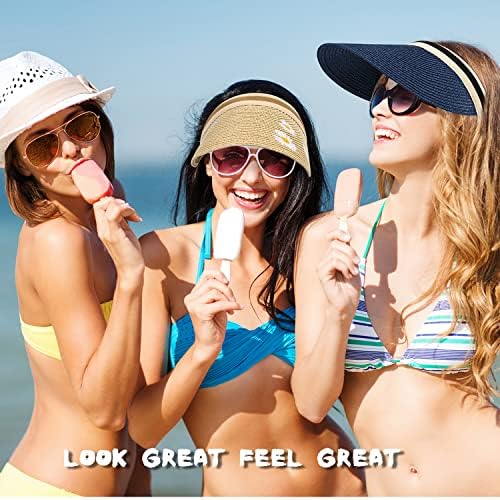 Šeširi za sunčanje za žene slamnati vizir širokog oboda ženski vizir za plažu ljetni šešir za sunce s konjskim repom 550+