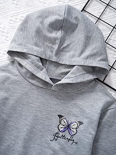 Hansber Kids Girls Hip Hop Dance Twishirts Dugi rukavi pulover leptiri tiskani vrhovi Crop Crods Slatke kapuljače