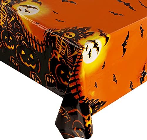54-inčni 108-inčni narančasti kostur bundeve plastični Vodootporni pravokutni jednokratni stolnjak za Noć vještica