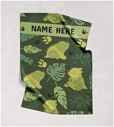 Personalizirani prilagođeni pokrivač za bebe djecu kućne ljubimce Naziv bebe tuširanje poklon boje Dječaka dinosaur javorovi listovi