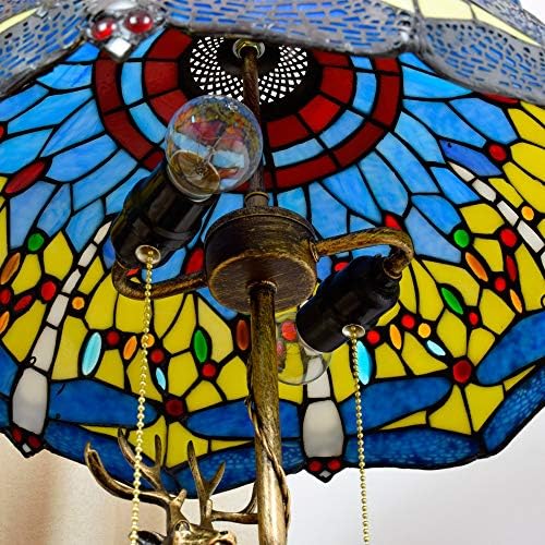Ručno rađena staklena stolna svjetiljka 16 Tiffany obojena staklena stolna svjetiljka američki stil elk baza mediteranska plava kreativna