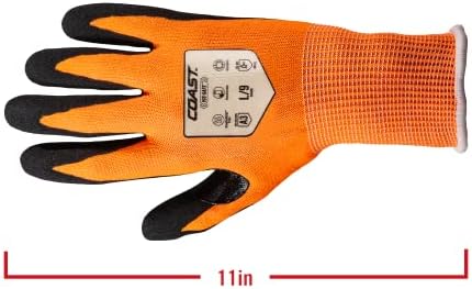 Obala SG400 Visoka vidljivost Nitril sigurnosne rukavice, ANSI rez razina A3, zaslon osjetljivih na dodir, prozračan, narančast, velik