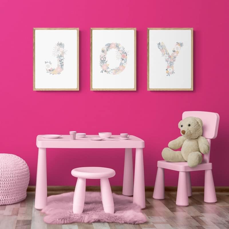 VOTRON Cvjetna slova abecede zidna umjetnost platno plakati i otisci za dekor ružičaste dječje sobe dekor sobe