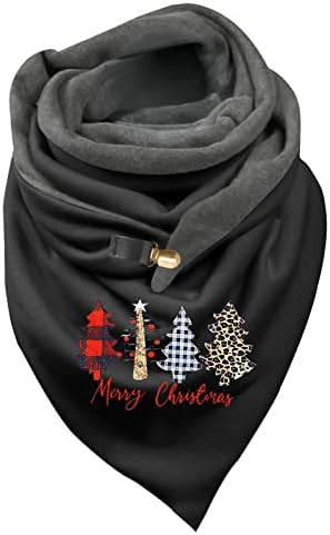 Božićni šal s omotom, ženski zimski šal s gumbima u retro stilu, višenamjenski pamučni debeli mekani udobni modni casual šal