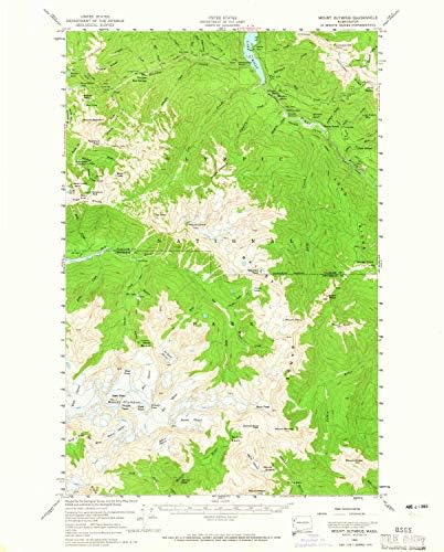 Topografska karta planine Olimp, Vašington, u mjerilu 1:62500, 15 u 15 minuta, povijesna, 1956, ažurirano 1965, 20,9 u 17 inča