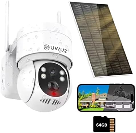 UWUZ solarne sigurnosne kamere bežični vanjski, 4MP 2K HD Video nadzor u boji noćni vid, 360 ° View PTZ s PIR -om, reflektora/sirena,