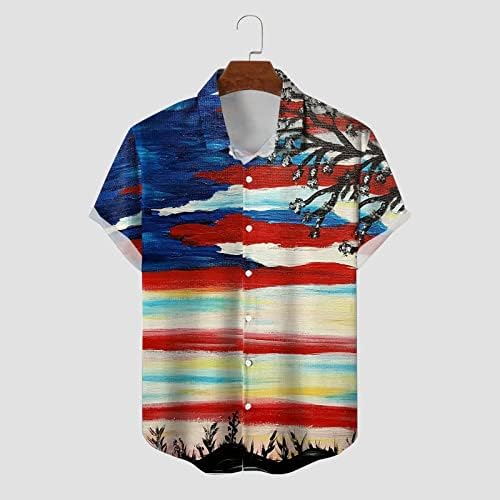 BMISEGM Ljetne košulje za muškarce muškarce casual American Dan neovisnosti Print Patchwork Print majica Kratke male majice za