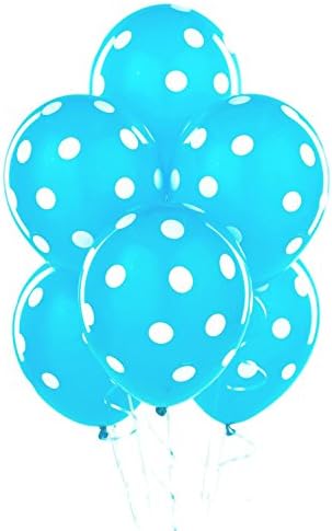 Pmu baloni 11 inčni premium lateks blijedo plava s bijelim polka točkicama pkg/50