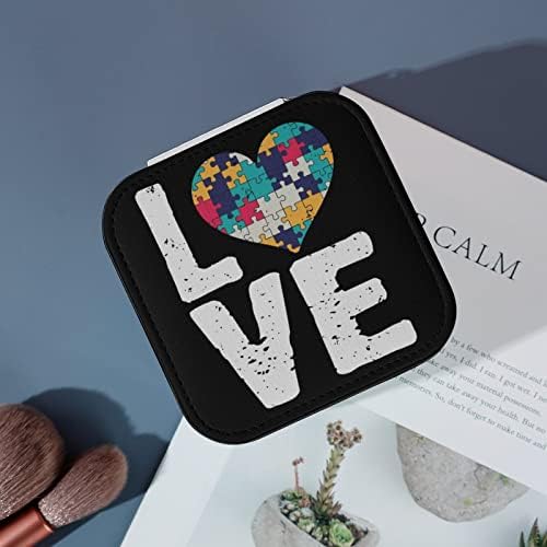 Svijest o autizmu srce ženska kutija za nakit kožna torbica organizator naušnica za Valentinovo rođendanski poklon