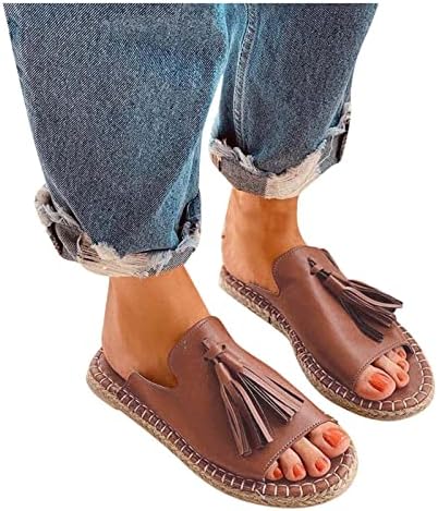 Papuče za žensku ljetnu platformu Espadrille sandale modni rub vintage otvoreni nožni prst na klizanju rimske cipele
