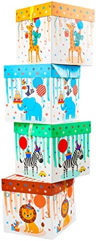 Slonov paketa 8.7 Srednja dječja rođendanska kutija s poklopcem s poklopcem i vrpcom, poklon kutija za igračke- 4 računala, uslugu