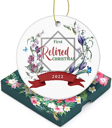 Umirovljeni božićni ukrasi 2023-fristirani Umirovljeni božićni ukrasi čuvanje 3 inča Okrugli keramički božićni ukrasi drveća Savršeni