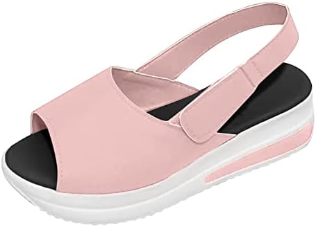 Sandale za žene, ženski ljetni klinovi otvorenih nožnih prstiju Slijpovi sandala riba usta metalna kopča vanjska atletska sandala