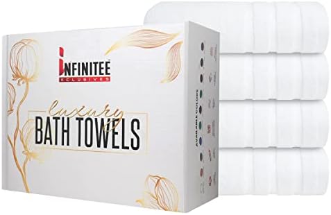 Infinitee Xclusives Premium White Bath Ručak za kupaonicu - [Pakiranje od 8] + ručnici za kupanje pamuka 700 GSM ručnika, hotela